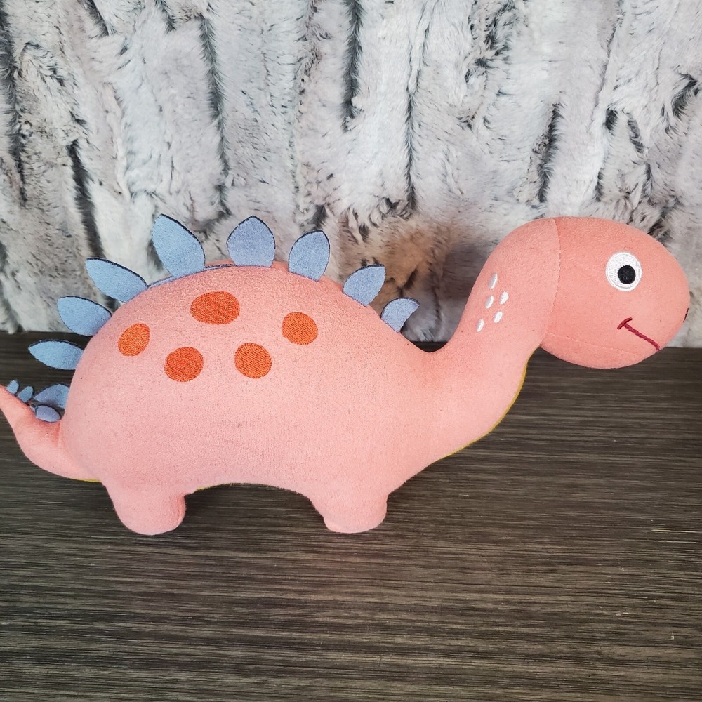 Guard Bear Dinosaur Stuffed Plush Brontosaurus‎ Dino Pink / Peach, 12" Long SEE